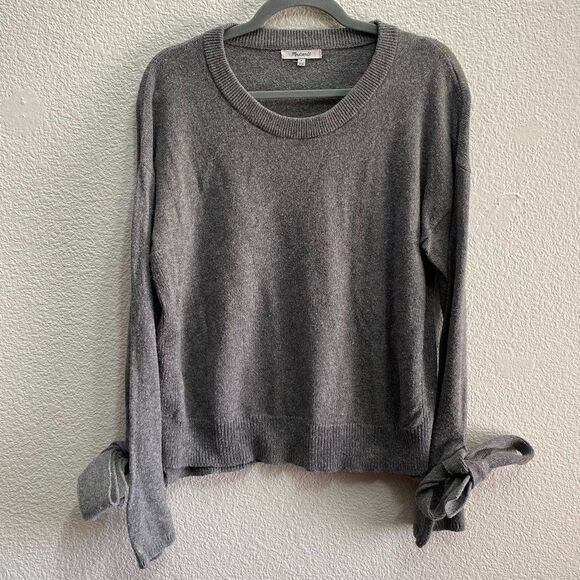 Madewell Sweaters - Madewell Tie-Cuff Pullover Sweater Crew Small Gray Color G9614 Cotton Blend